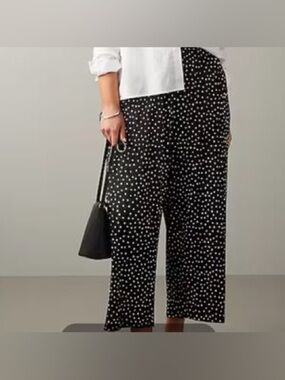 J.Jill Wearever Collection Polka Dot Pleated Wide Leg Crop Pants Medium
